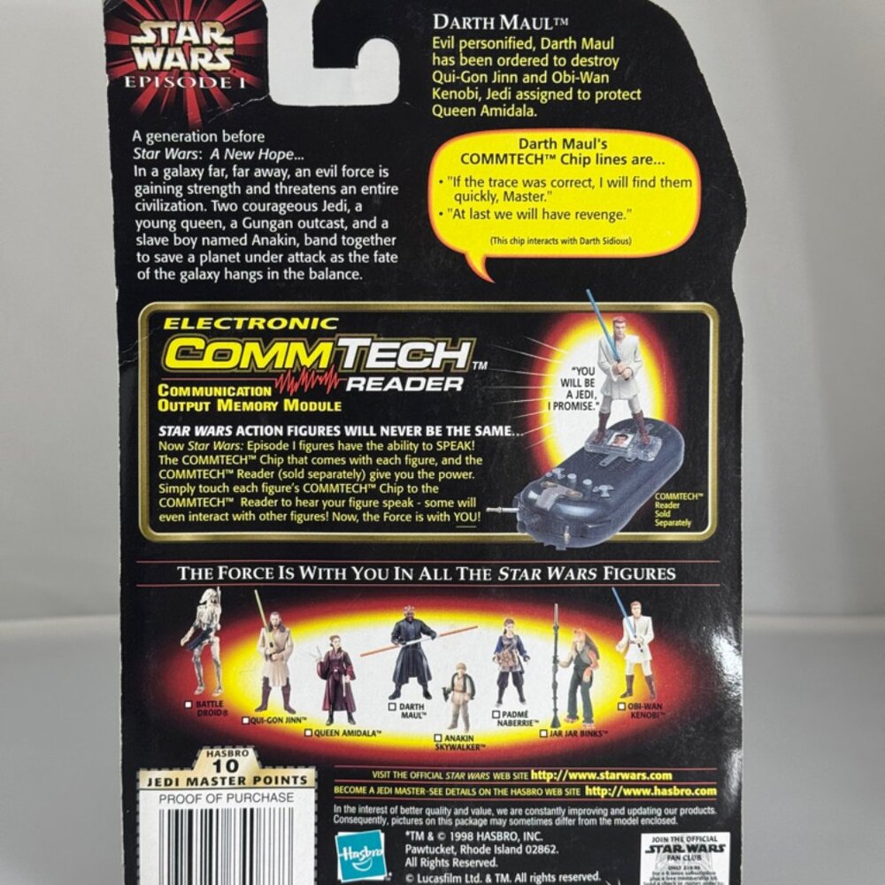 1998 Hasbro Star Wars Darth Maul Dbl Bladed Lightsaber CommTech Action Figure - Picture 7 of 9